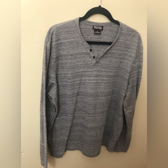 MICHAEL Michael Kors Mens Cotton Space Dye Grey Long Sleeve Henley Sweater XL - Picture 6 of 12